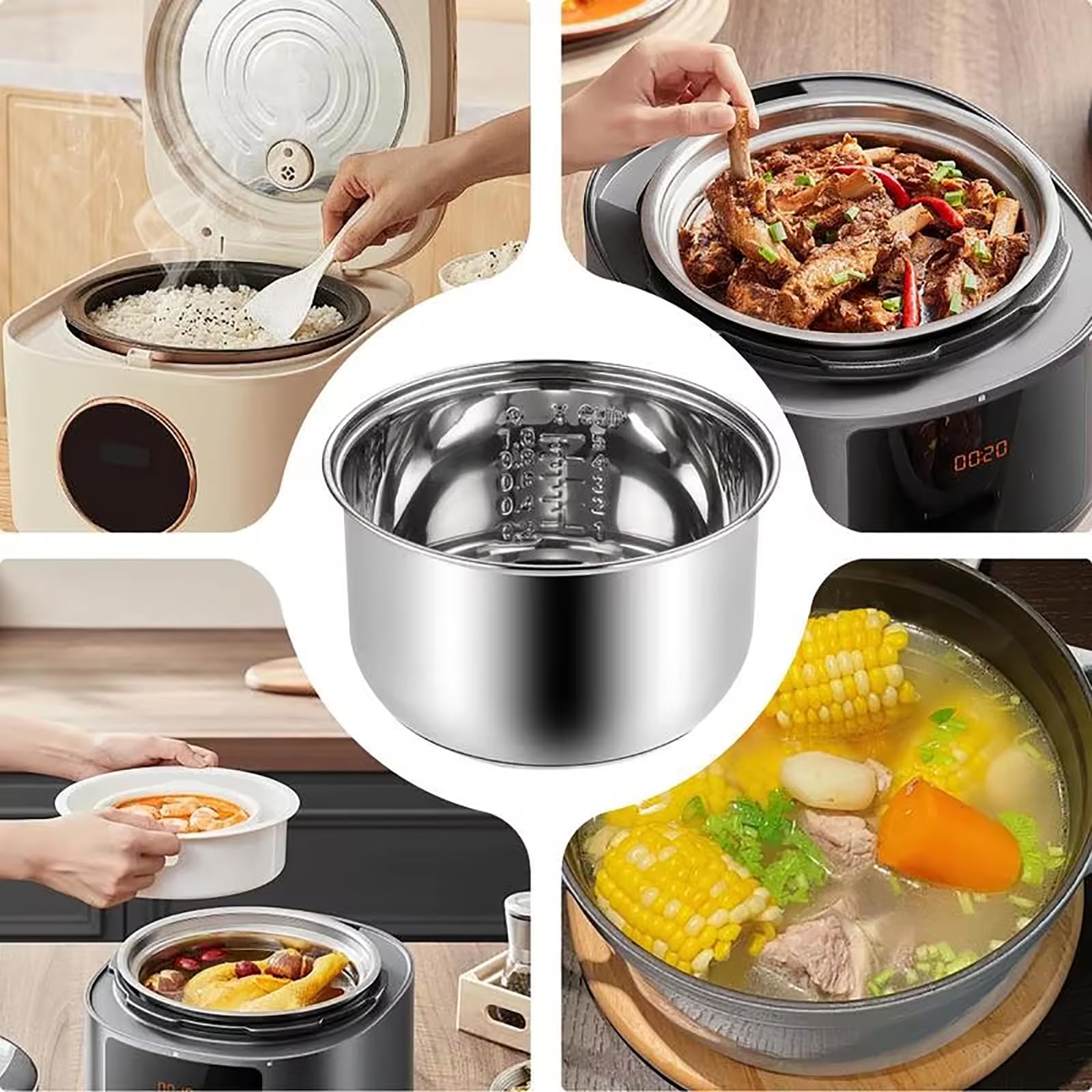 Stainless Steel Rice Cooker Inner Pot, Non-Stick Replacement Pot, Durable  Universal Fit for Multi-Cookers, Even Heating for Perfect Rice (3L)