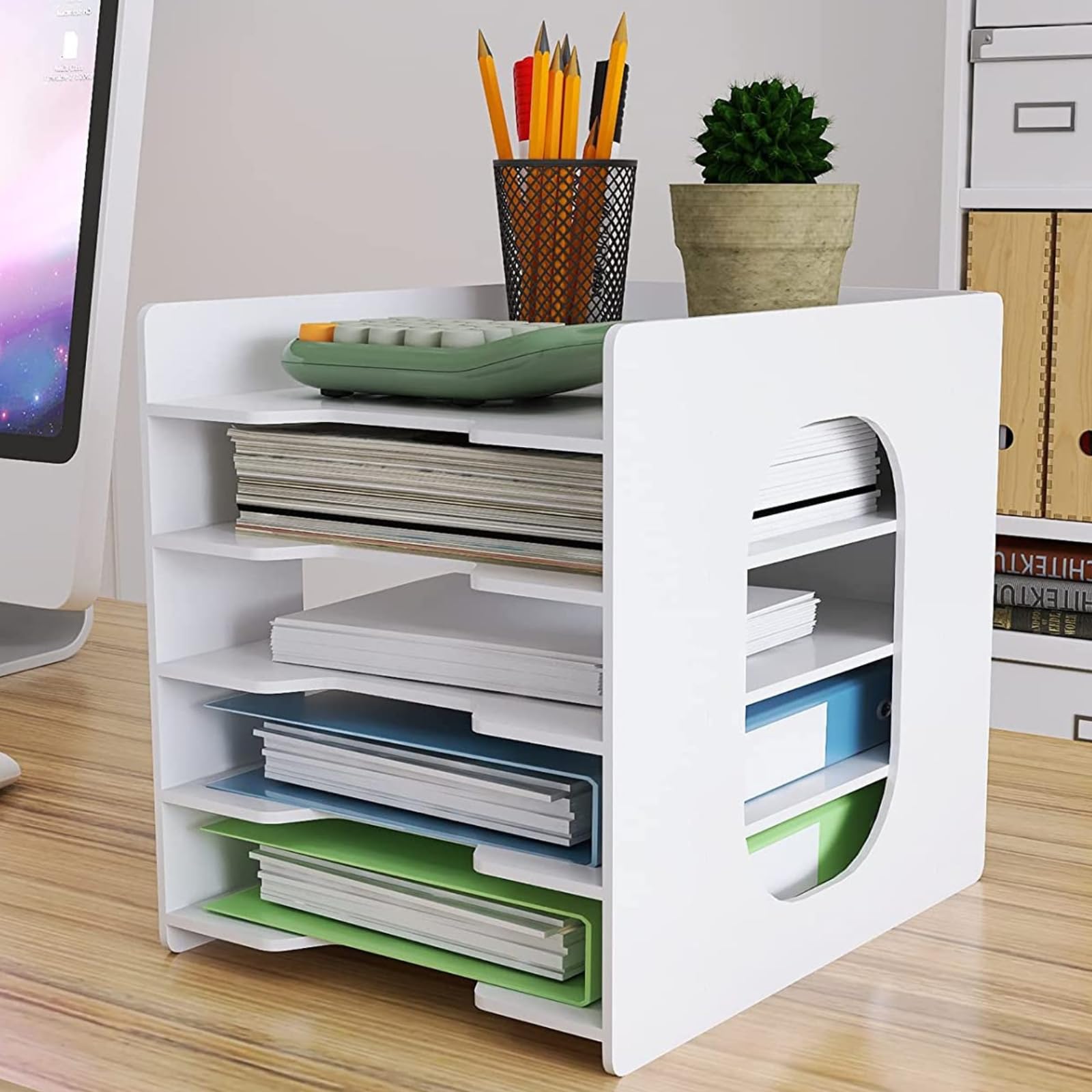Puncia White 5-Tier Paper Tray A4 Desk Tidy Organizer Desktop Filing Holder