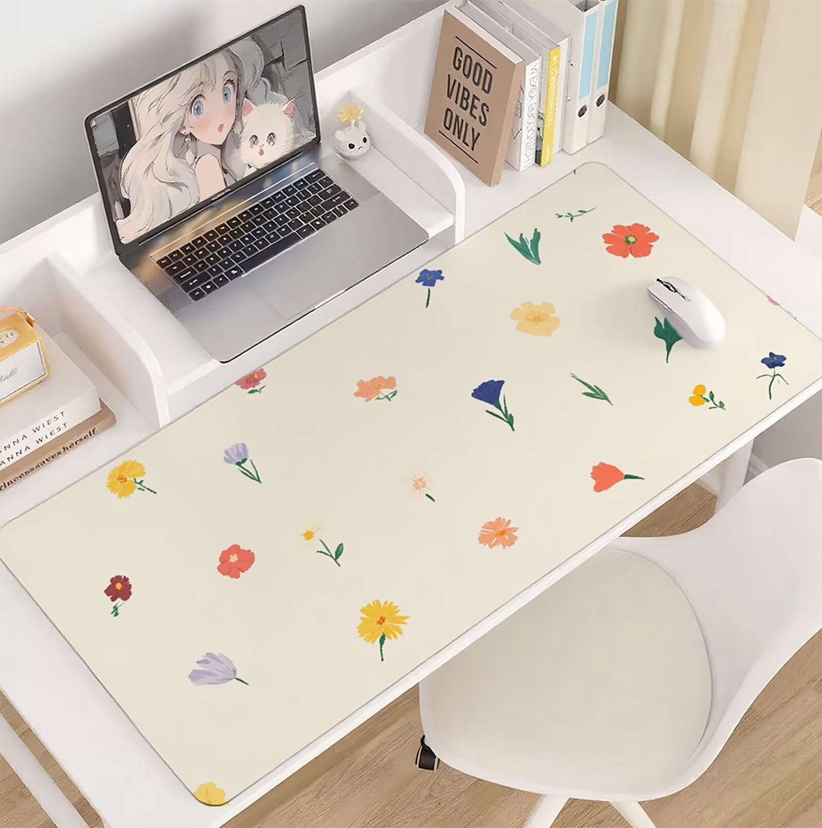 Prosta podkładka pod mysz 1600 x 800 mm podkładka pod mysz kwiatowa duża japońska podkładka pod mysz antypoślizgowa gumowa podstawa powierzchnia ze szwami na krawędziach mata biurkowa do dekoracji