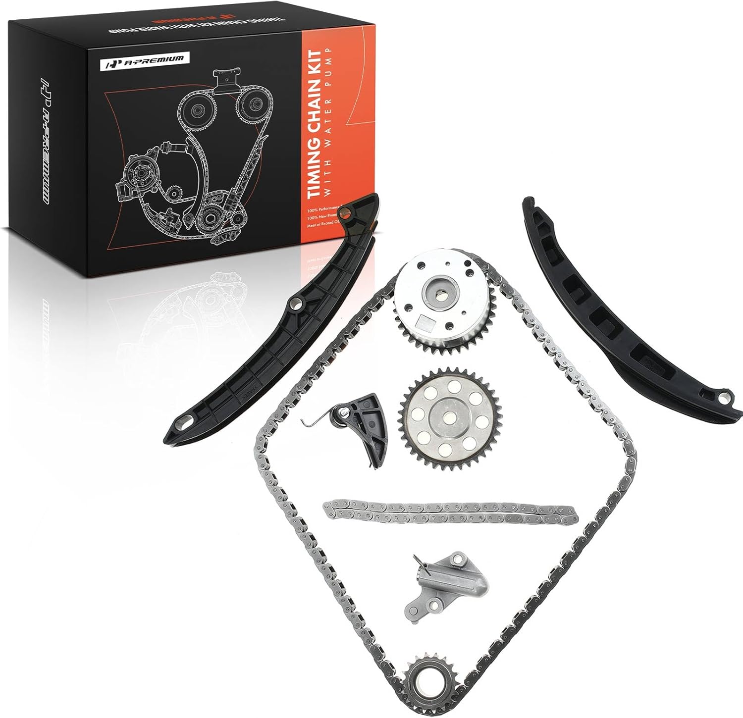 A-Premium Engine Timing Chain Kit W/Tensioner & Sprocket & Guide [DOHC, 4Cyl 1.4L 1.6L] Compatible with Audi A1, A3 & Seat Leon, Ibiza 07-15 & Volkswagen Tiguan 13-16, Polo 06-07