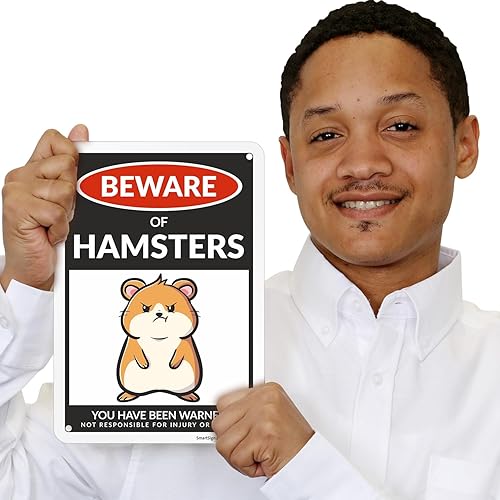 Miniatura 74 de SmartSign Divertido letrero de advertencia con texto en inglés «Beware Of Guinea Pigs – 10 x 7 pulgadas, aluminio laminado libre de óxido de 40 mil