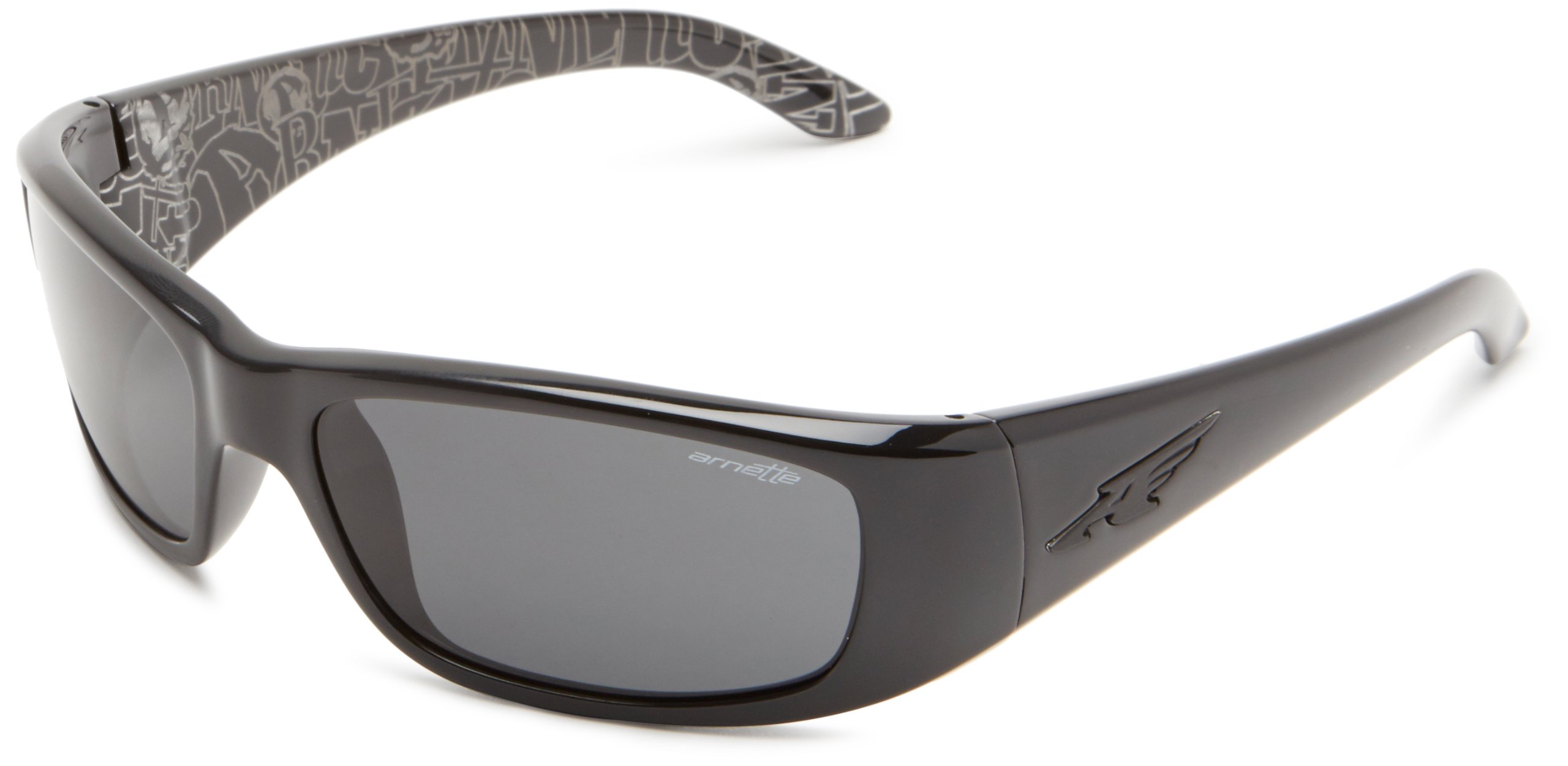 ARNETTE Men's Quick Draw Wrap, Gloss Black w/Grey, 59 mm