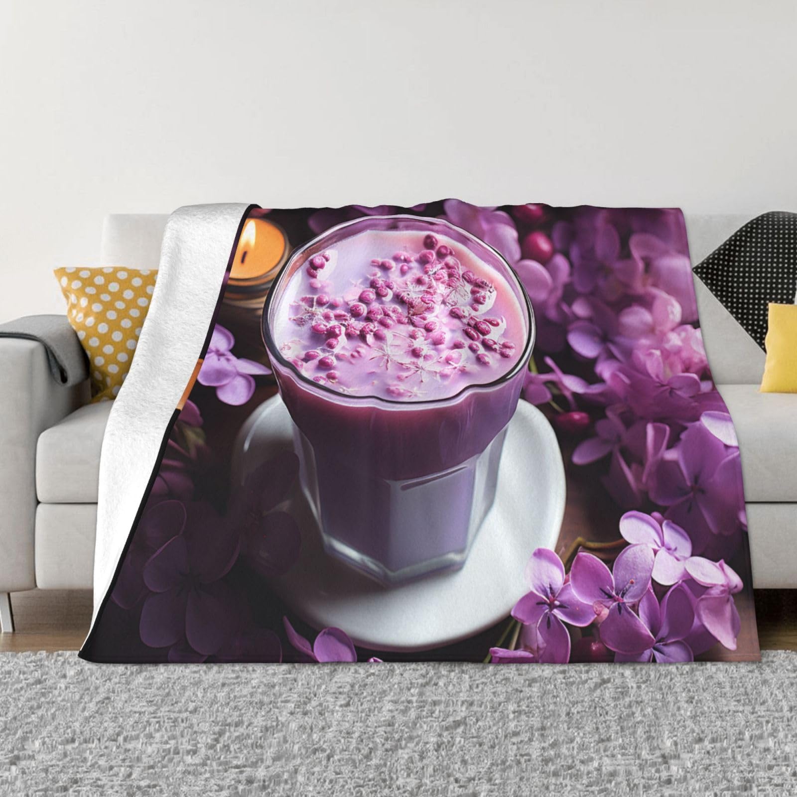 Couverture polaire en flanelle violette 152x127 cm pour lit et canapé