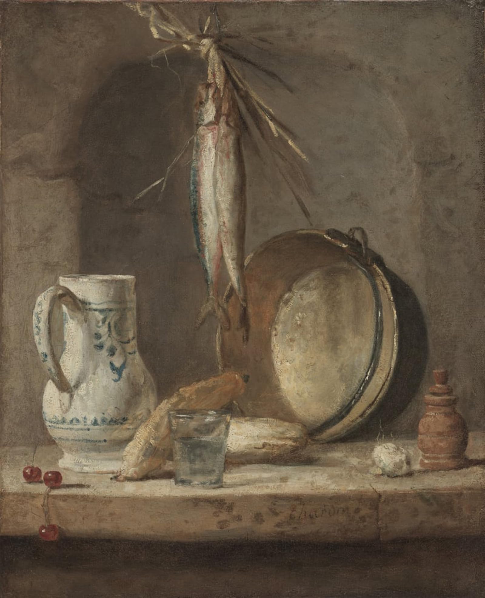ARTXLXXBN Famous Prints Artwork Pictures Poster Painting Art Still Life with Herrings by Jean Baptiste Simeon Chardin Artwork Landscape Pictures for Home Decor 60x90cm