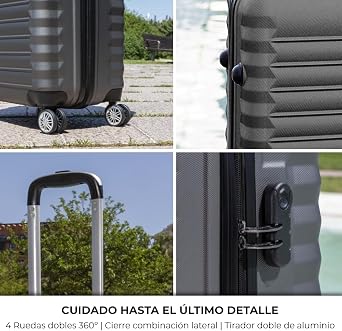 NUMADA - Maleta de Viaje Cabina 55x36x19cm (30L) Upfly XS con Cierre de Combinación y 4 Ruedas Dobles 360. Maleta de Mano Rígida Resistente, Ligera con Interior Compartimentado