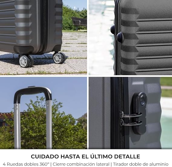 NUMADA - Maleta de Viaje Cabina 55x36x19cm (30L) Upfly XS con Cierre de Combinación y 4 Ruedas Dobles 360. Maleta de Mano Rígida Resistente, Ligera con Interior Compartimentado