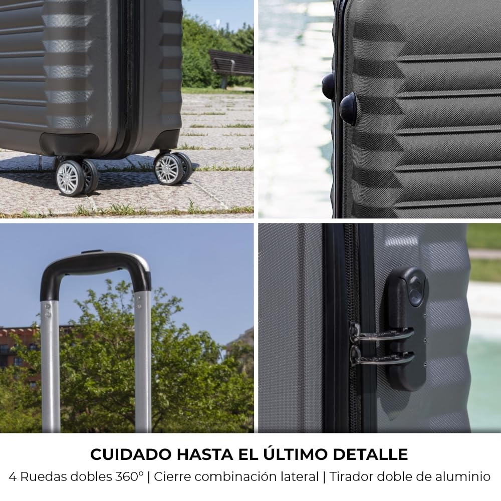 NUMADA - Maleta de Viaje Cabina 55x36x19cm (30L) Upfly XS con Cierre de Combinación y 4 Ruedas Dobles 360. Maleta de Mano Rígida Resistente, Ligera con Interior Compartimentado
