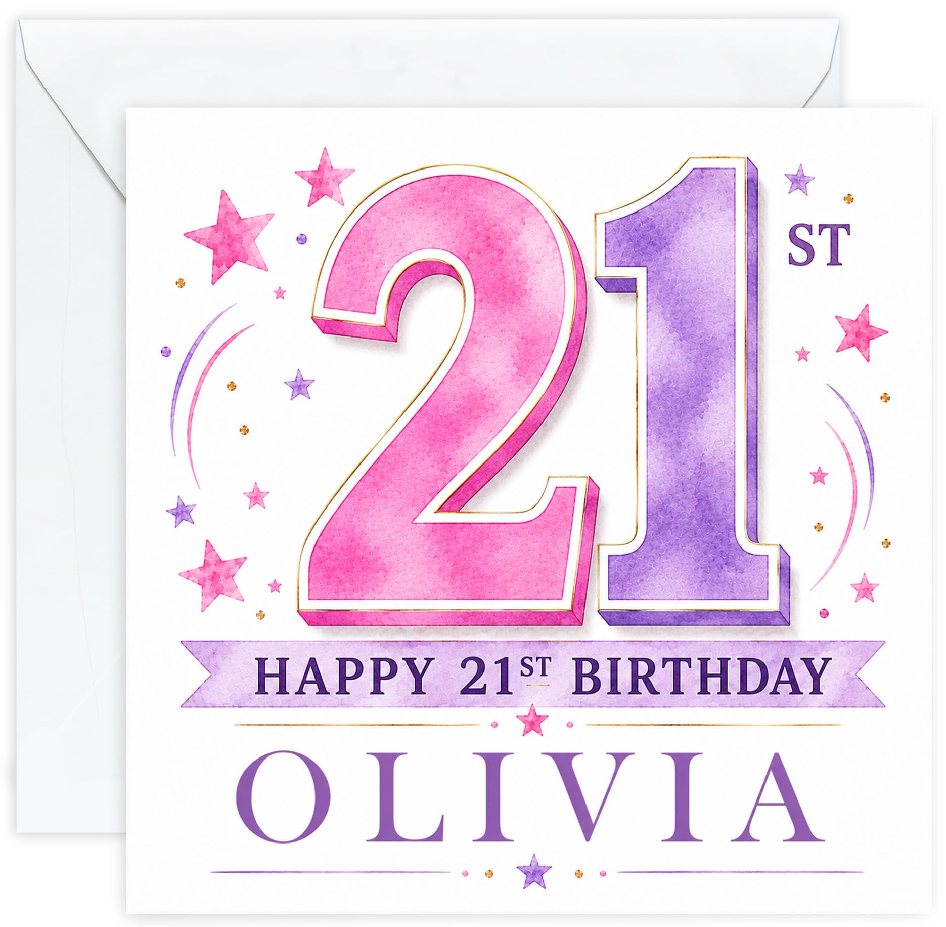 Personalised 21st Birthday Card for Her | Twenty First Birthday Card for 21 Year Old Women | Daughter Sister Niece Granddaughter Friend | Female Birthday Card with Name (Design 02)