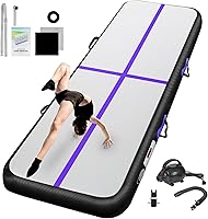 BCGA Inflatable Gymnastics Mat 10-20ft Air Tumbling Track 4-8in Thick for Gymnastics Cheer Yoga Training with Pump