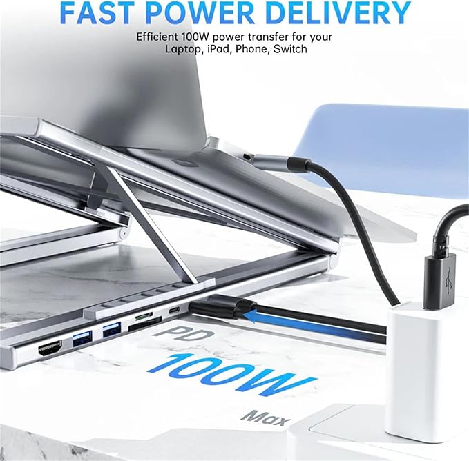 Soporte Base Docking Station USB-C 8 en 1 con HDMI 4K para Laptop miniatura 6
