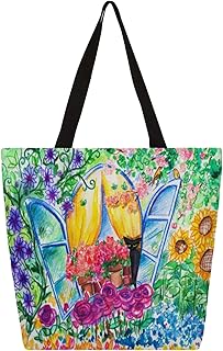 Sacola de lona para mulheres, aquarela, girassol, gato, sacolas grandes para homens com bolsos, sacolas de compras resistentes, sacolas de compras reutilizáveis, bolsa de ombro casual para escola, trabalho, praia, Multicor