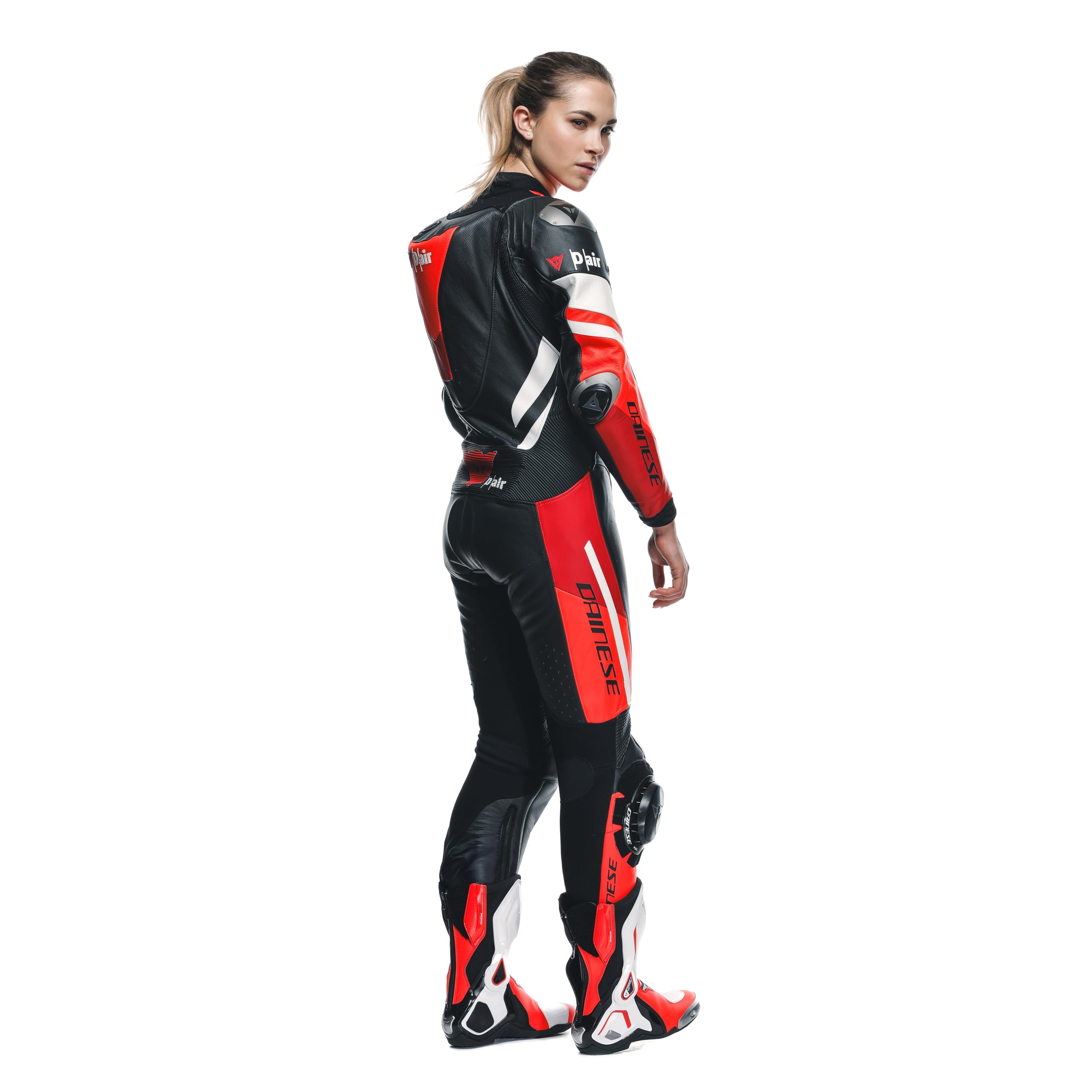 Dainese Misano 3 D-Air perforowany 1-częściowy damski skórzany kombinezon motocyklowy, czarny/biały/czerwony, 46