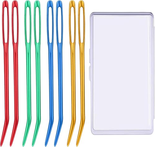 UOOU Aguja de hilo, aguja de tejido, agujas dobladas para ganchillo, agujas grandes para oscurecer los ojos con caja de almacenamiento para tejer