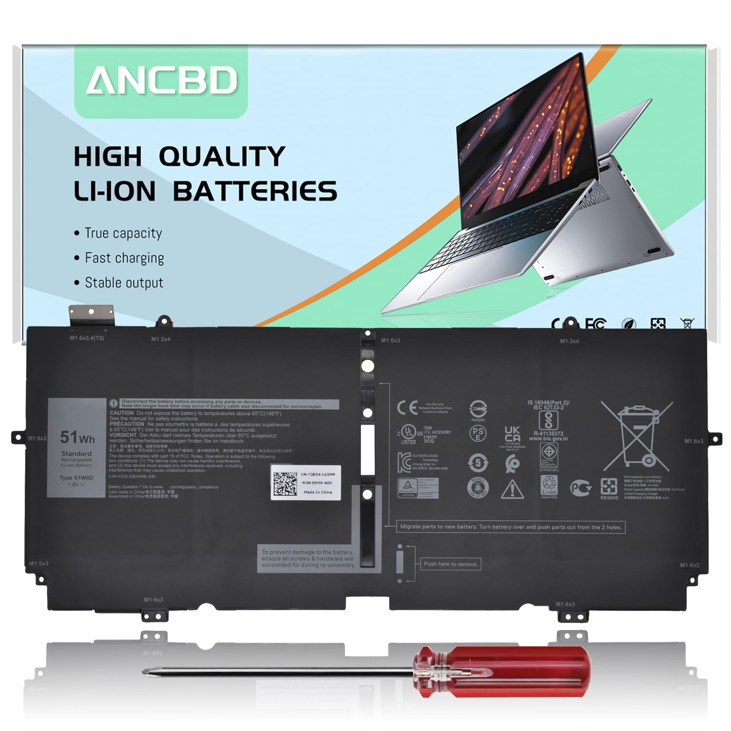 Amazon.com: ANCBD X1W0D Battery Replacement for Dell XPS 13 7390 2
