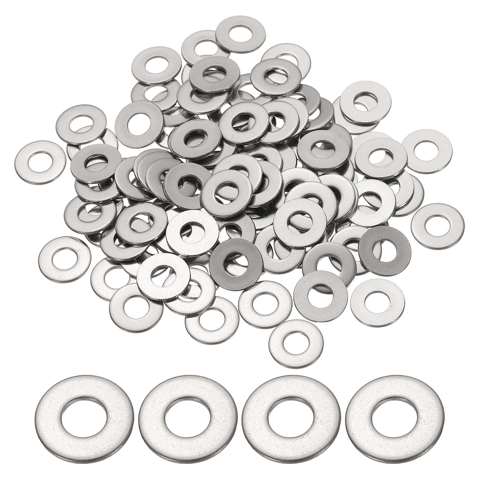 PATIKIL #10 Stainless Steel Flat Washers, 100 Pcs Round Metal Washer Small Spacer for Screws Bolts Nuts Assortment (2/9" ID x 1/2" OD)