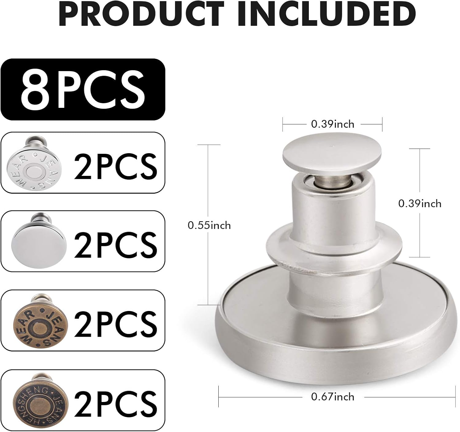 Boutons En Jean De Remplacement De 12 PCS 17 Mm, Bouton De Jean En Métal Réglable Et Détachable, Boutons De Clous En Jeans, Pour Vestes, Vêtements, Jupe En Jean, Artisanat Bricolage (Bronze