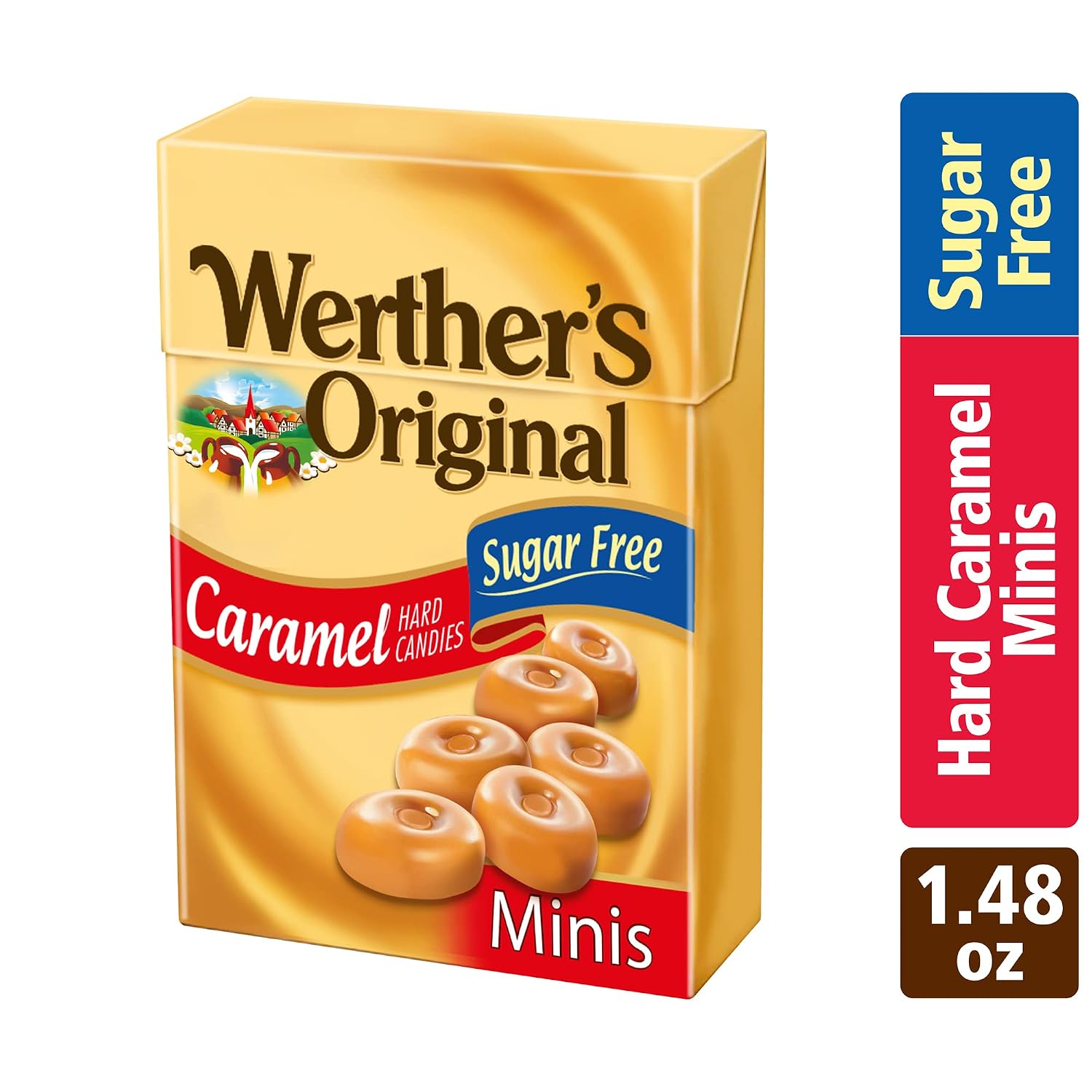 Werther's Original Hard Sugar Free Caramel Minis Candy, 1.48 Oz Boxes (Pack of 48)