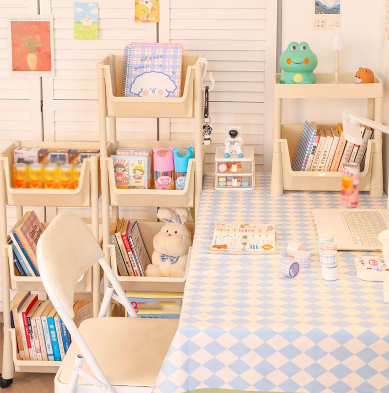 Scaffale multiuso, Mensola espositiva angolare salvaspazio Scaffale portaoggetti piccolo regolabile, Ripiani Impilabili, Libreria Scaffali portaoggetti in piedi per bagno, dormitorio, lavanderia