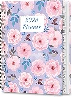 VALOME 2026 Weekly Monthly Planner Hardcover Spiral Bound with Tabs Pocket Pink Blossoms 6.2x8.5 Inch Agenda Notebook