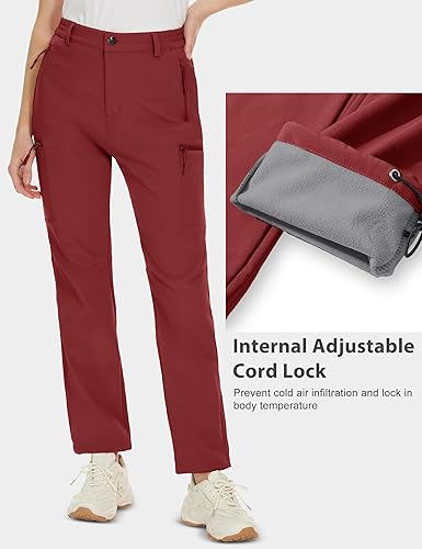 Miniatura 5 de MAGCOMSEN Pantalones de senderismo con forro polar para mujer, impermeables, aislados, para exteriores, nieve, esquí, pantalones cálidos de invierno