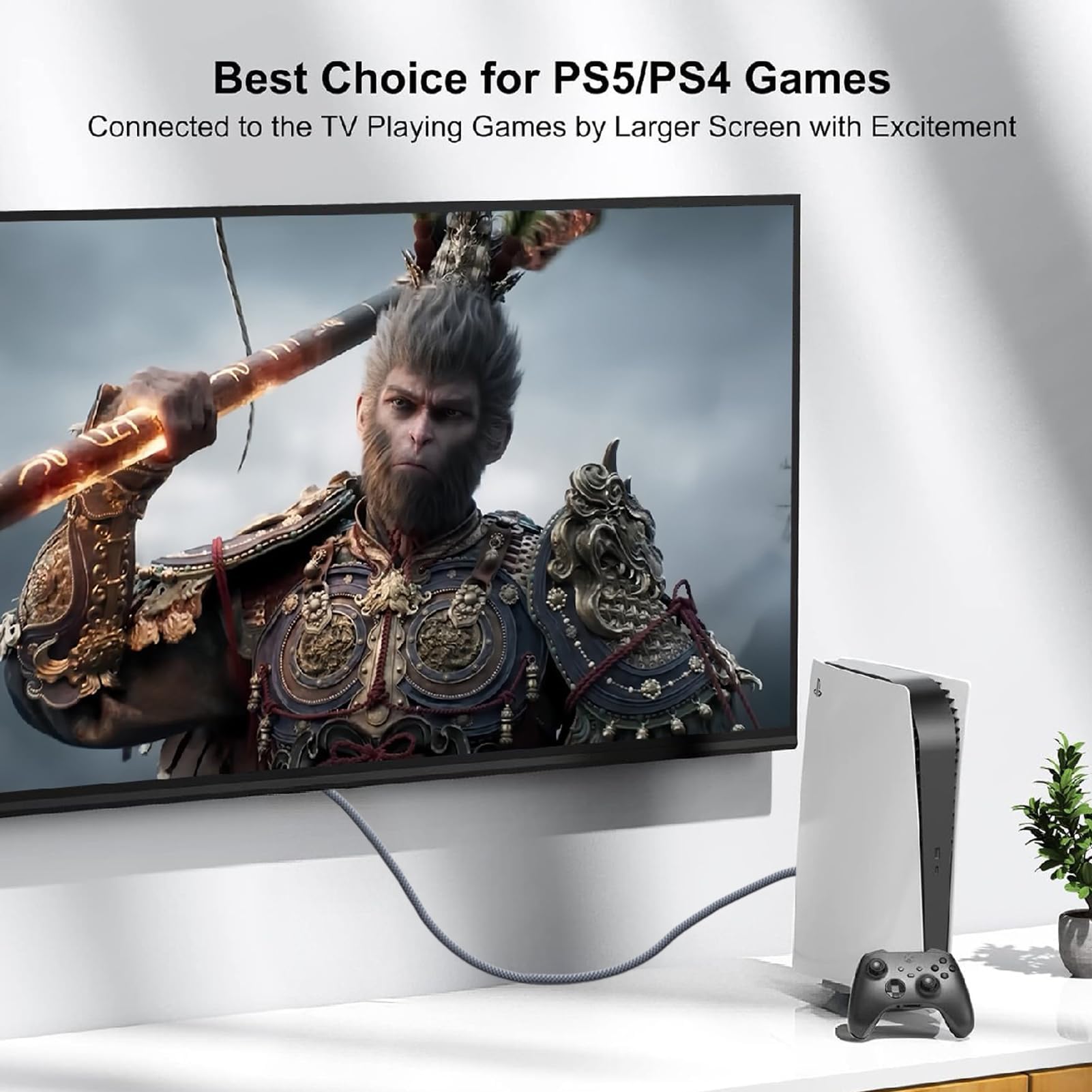 Cable HDMI 8K 2.1, paquete de 5, cable HDMI de alta velocidad de 6 pies, cable HDMI para monitor de TV Shield Computer 8K @60Hz, 4K @120Hz/165Hz/240Hz, HDCP 2.2&2.3, HDR 10 para ARC, eARC