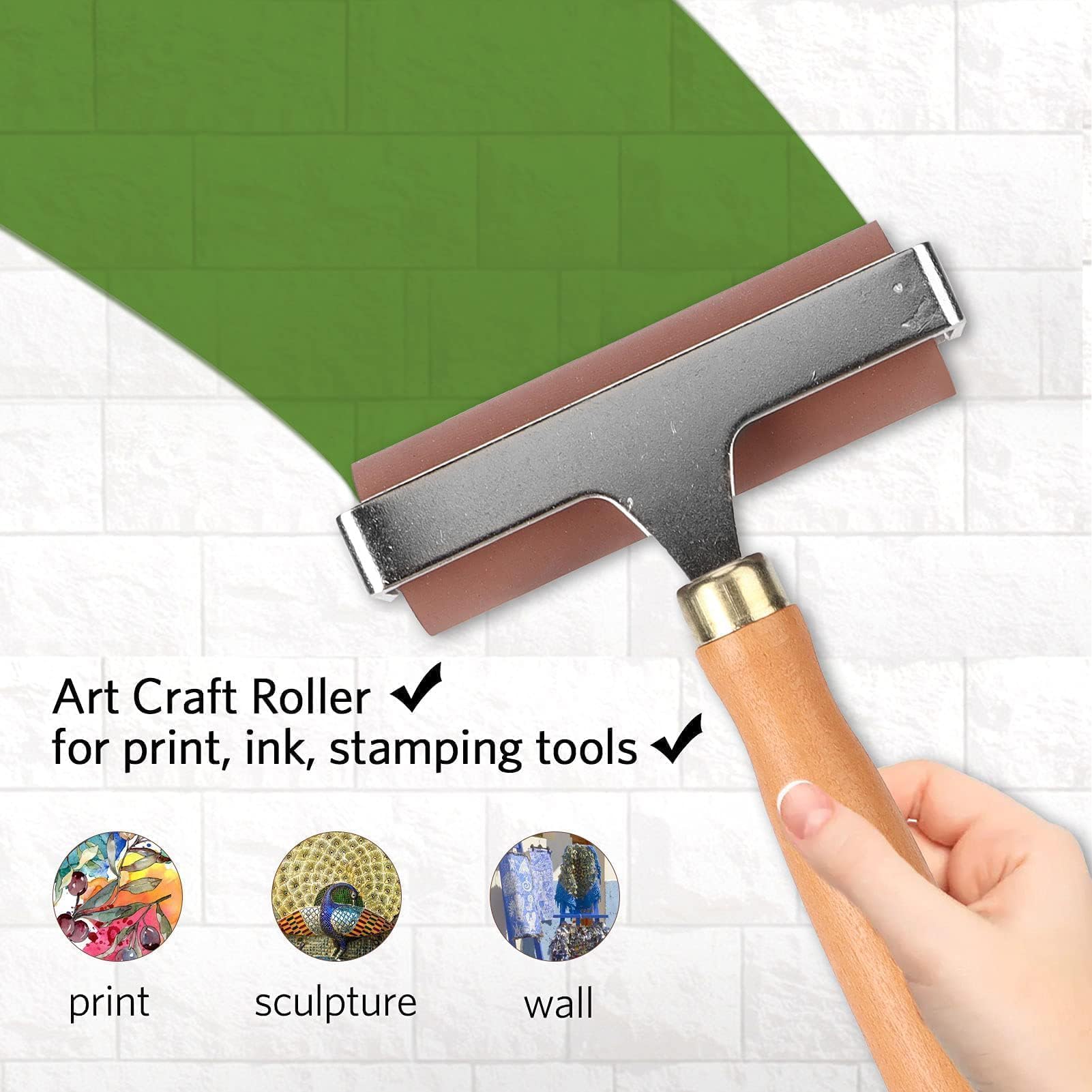 Gummiwalze Brayer, Weichgummi Brayer Elastische Gummiwalze für Druckgrafik-Einklebebücher(15cm)