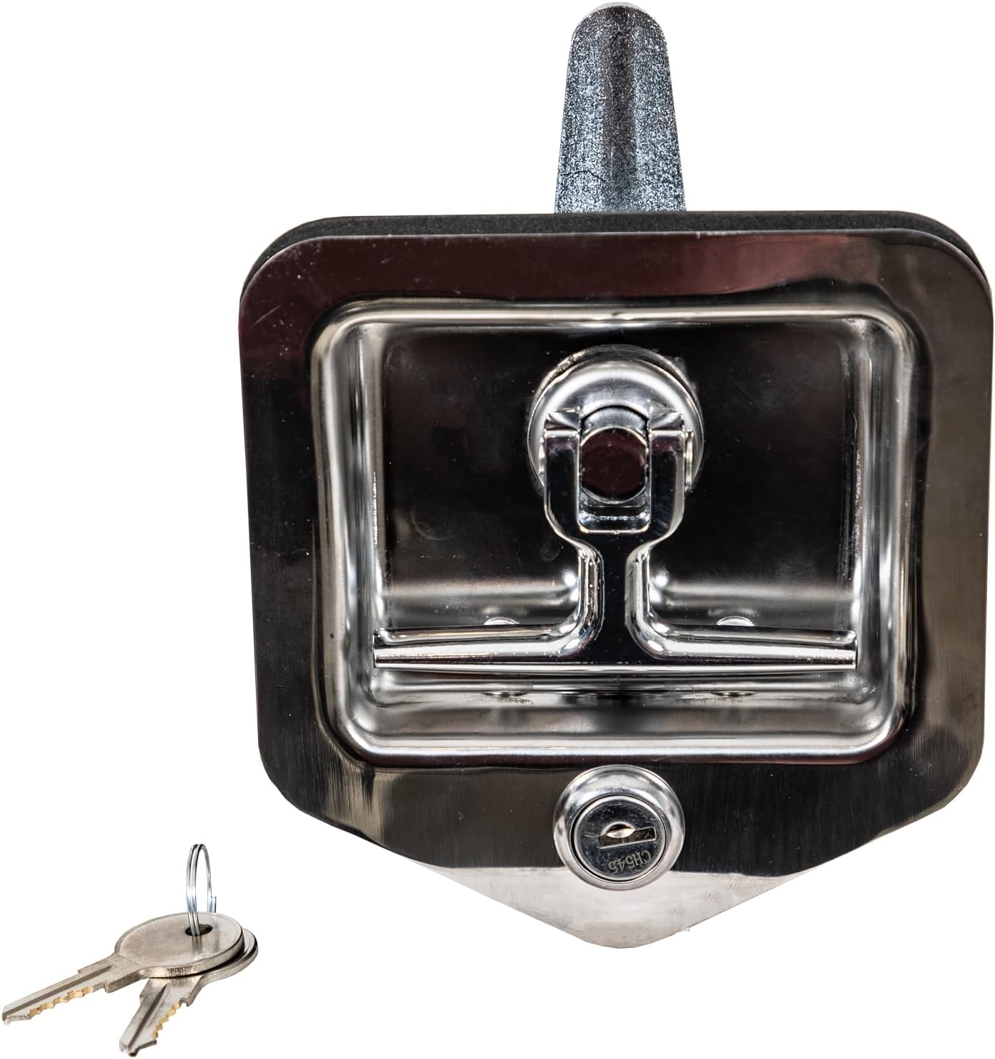Buyers Products L8855 Locking T-Handle Latch, Polished Stainless Steel Latch w/Gasket, Blind Studs & Two Keys, Flush Mount, for Truck Bed Tool Boxes, Trailer Doors, RVs, Campers, Truck Cap Latch