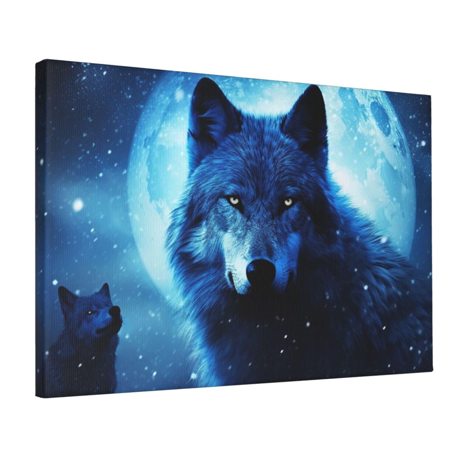 KLOPH Wolfs Canvas Wall Art for Living Room 12"x18" Modern Artwork Painting for Bathroom Hanging Canvas Prints Aesthetic Wallart for Bedroom Kitchen Office Wall Decor