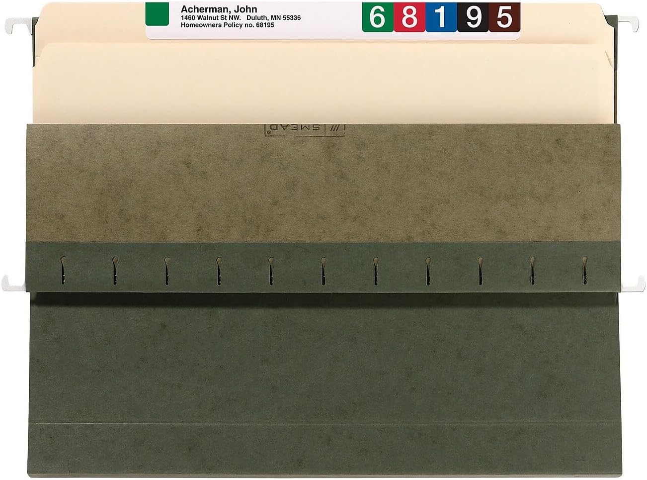 Smead 100% Recycled Box Bottom Hanging File Folder, 2" Expansion, Letter Size, Standard Green, 25 per Box (65090)