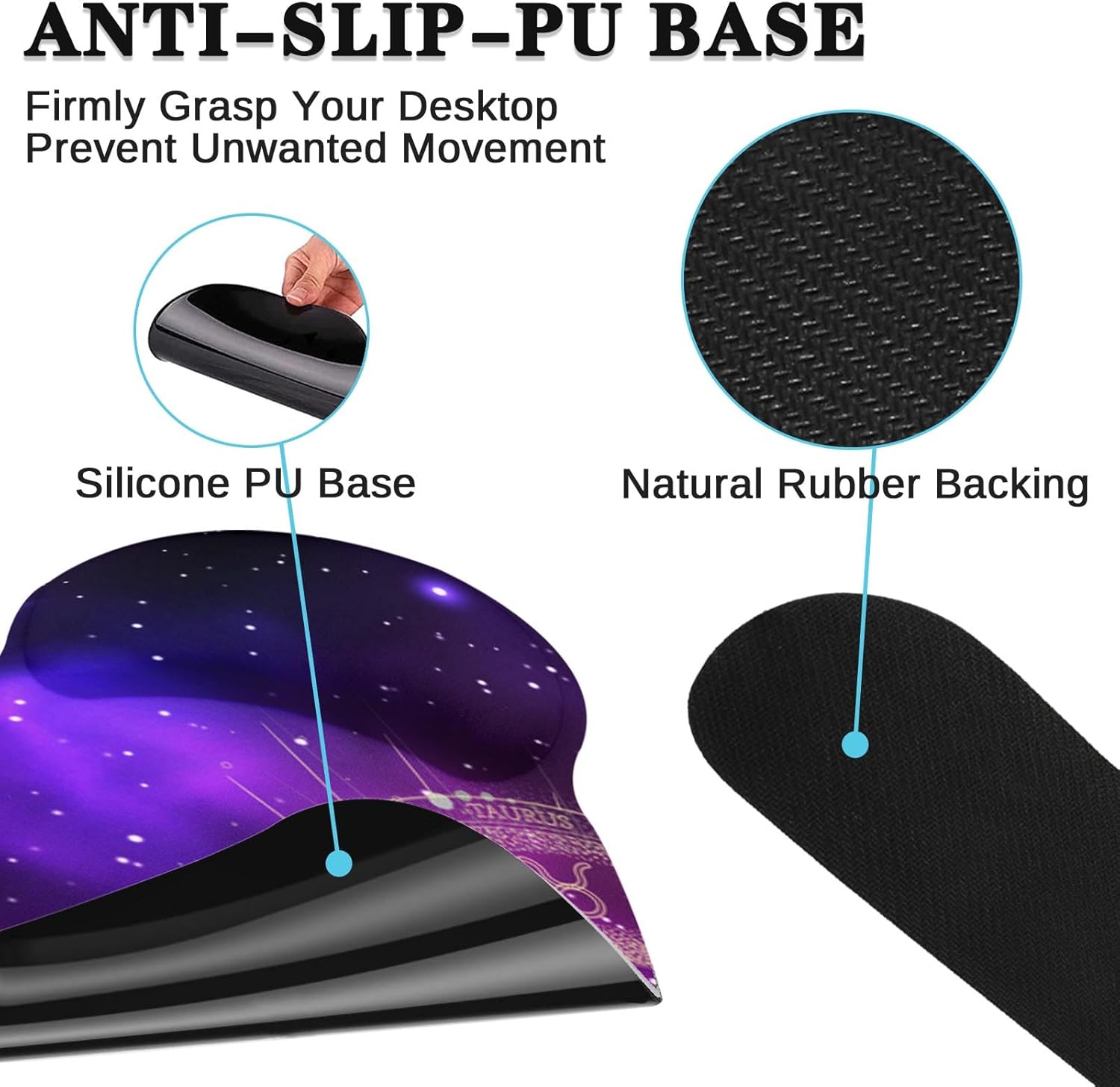 Arttown Sun Space Galaxy Desk Mat Constellation Astrology Mouse Pad Set 4 in 1 Ergonomic Design Large Mousepad + Keyboard Wrist Rest + Mouse Wrist Rest + Coaster Suitable for Home Office Study Game