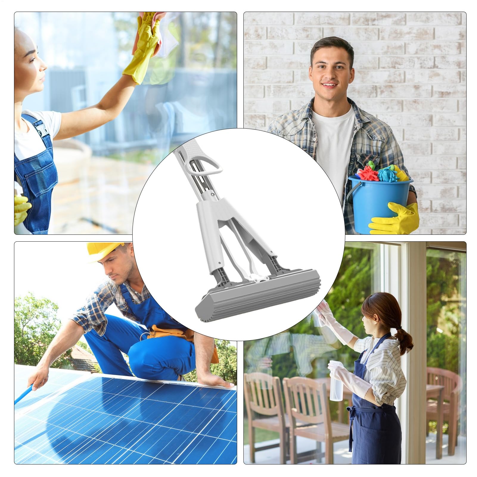 Mop | Imbottitura in microfibra per lavatrice | Self-Queeze Spugna Roller Mop | Lavaggio senza uso domestico - pieghevole per piastrelle, marmo, fiocchi di legno