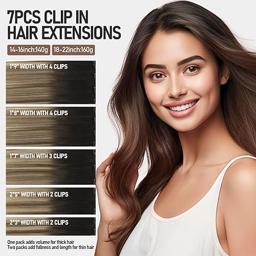 Miniatura 7 de VINBAO Extensiones de cabello humano Remy negro con pinzas, color negro azabache, extensiones de cabello humano grueso con clip, 20 pulgadas, doble