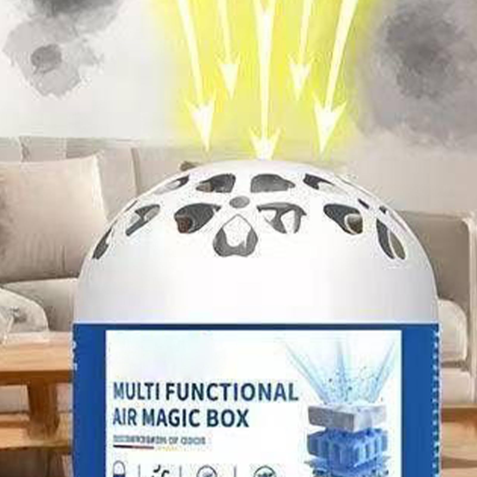 Room Air Purifier Box - 120g Dust and Odor Eliminator, Passive Air Purification Deodorizer for Bedroom Kitchen Bathroom, Compact AirFreshening Box for Home Office Basement Garage, Indoor AirCare Sol