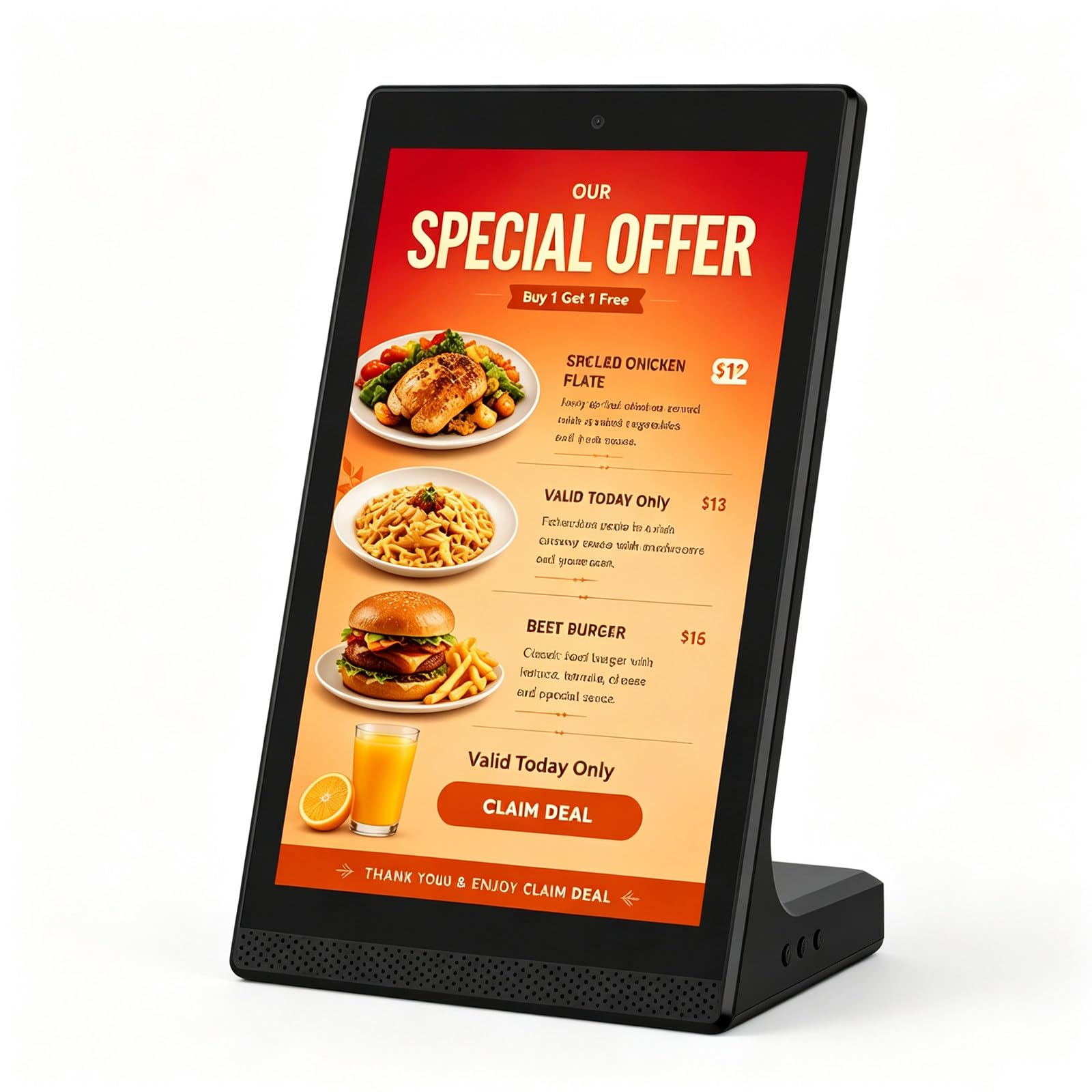 RUODATONLY 15.6" Digital Menu Board for Restaurants, Touchscreen Digital Signage Display with USB WiFi, Standing Advertising Display Board for Cafe Menu Promotion and Business Use