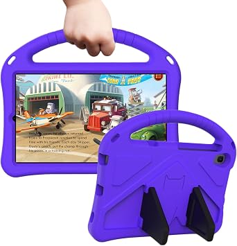 Kids Case for TCL Tab 8 LE Tablet 2023 Released, Children Friendly EVA Foam Protective Stand Handle Cover for TCL Tab 8 LE Model 9137W/ TCL Tab 8 WiFi Model 9132X - Purple