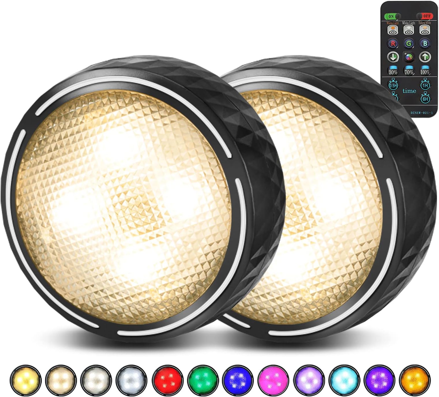 CORE BUZUS Puck Lights, 4Pack, Battery Operated Lights with Remote