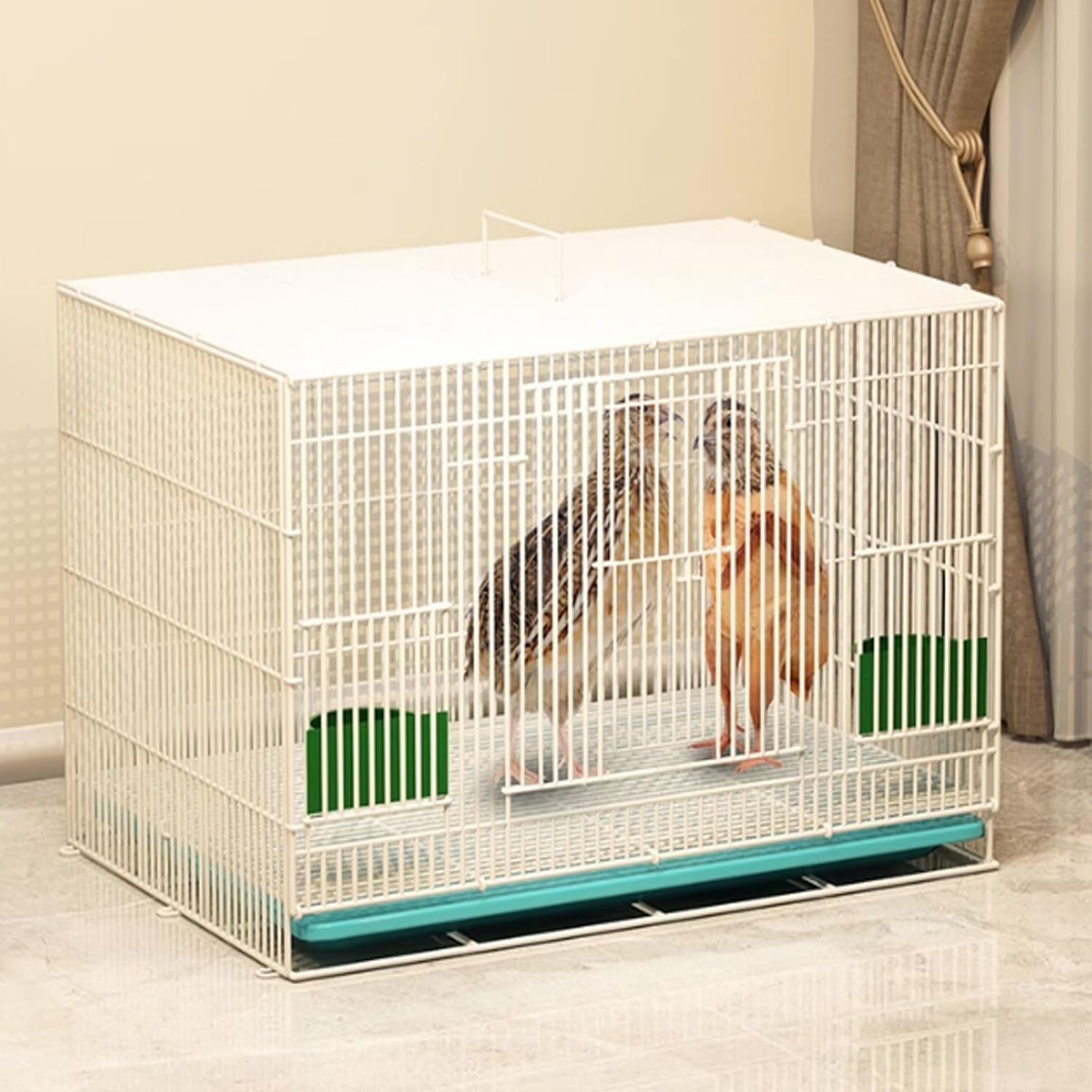 Chicken Coops Domestic Fowl House Small Animal Playpen Indoor Bunny Hutch Foldable Rabbit Cage Hutch With Pull Out Tray Metal Wire Netting Villa For Chick Duckling Rabbit Kitten Etc(White 40*30*30Cm)