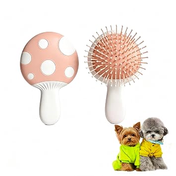 Small Dog Grooming Brush,Mushroom Shaped Puppy Brush Detangling Dog Hair Brushes for Wet or Dry - Perfect for Shih Tzus,Yorkies,Maltipoos - Ideal Puppy Hair Brushes for Maltese Small Breeds Pink