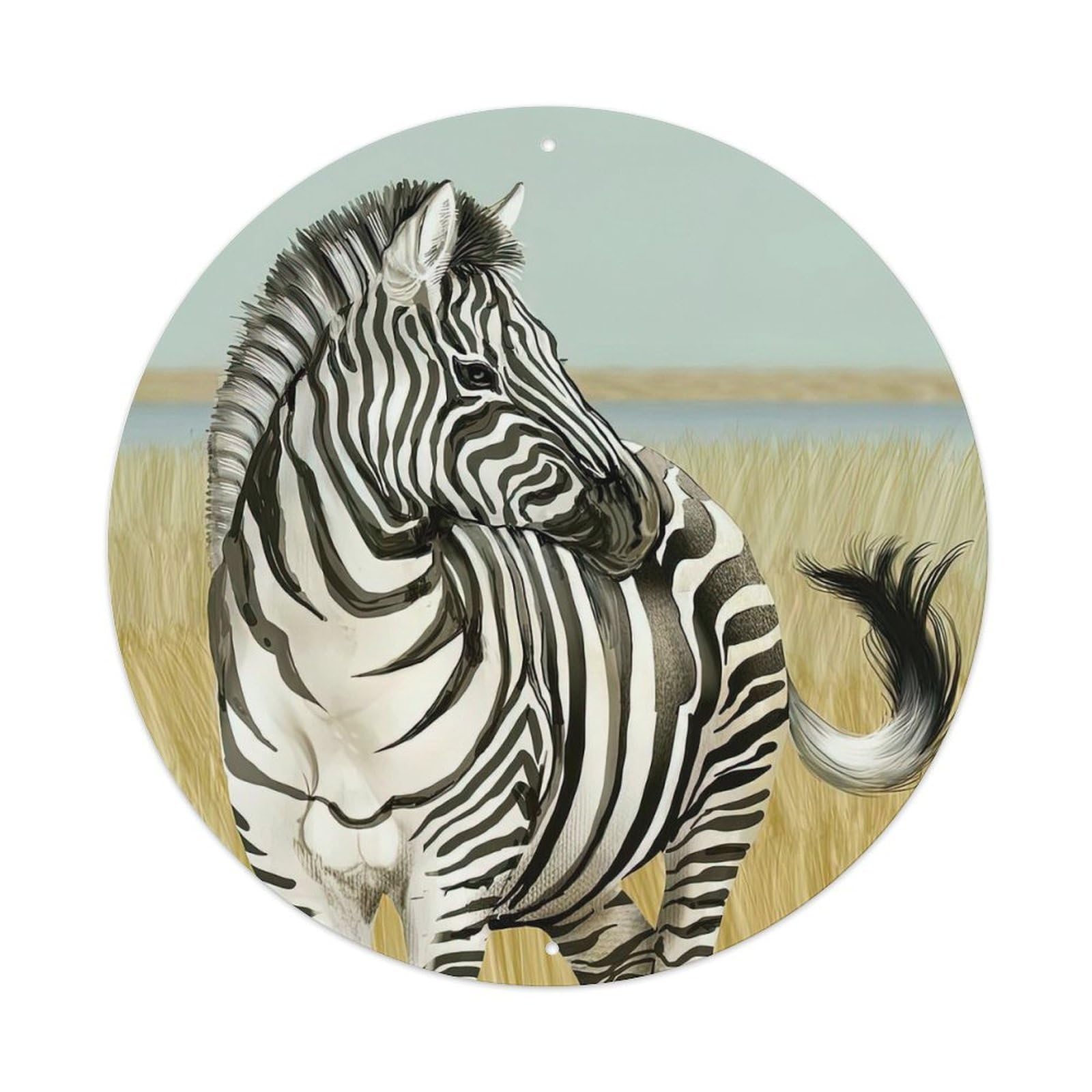 Wildlife Artwork Zebra in The Grasslands Metal Tin Sign
