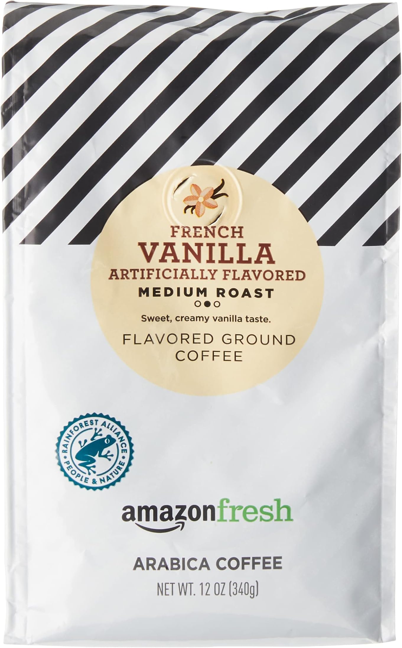 AmazonFresh French Vanilla Flavored Coffee, Ground, Medium Roast, 12 Ounce (Pack of 3)
