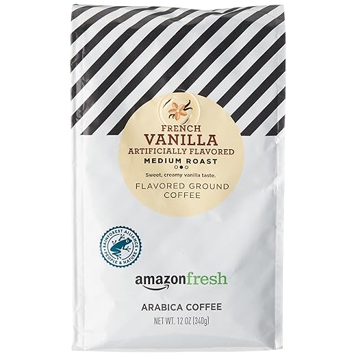 AmazonFresh French Vanilla Flavored Coffee, Ground, Medium Roast, 12 Ounce (Pack of 3)