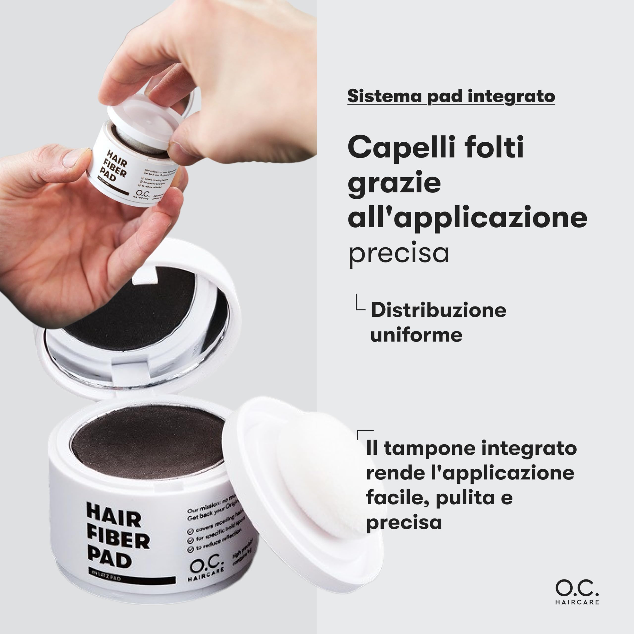 O.C. HAIRCARE Polvere per Radici per l'Ispessimento dei Capelli per Donne e Uomini - per Testa Segreta, Riga e Linea dei Capelli - Consigliato dai Saloni Leader - 9 Colori - Polvere per Capelli