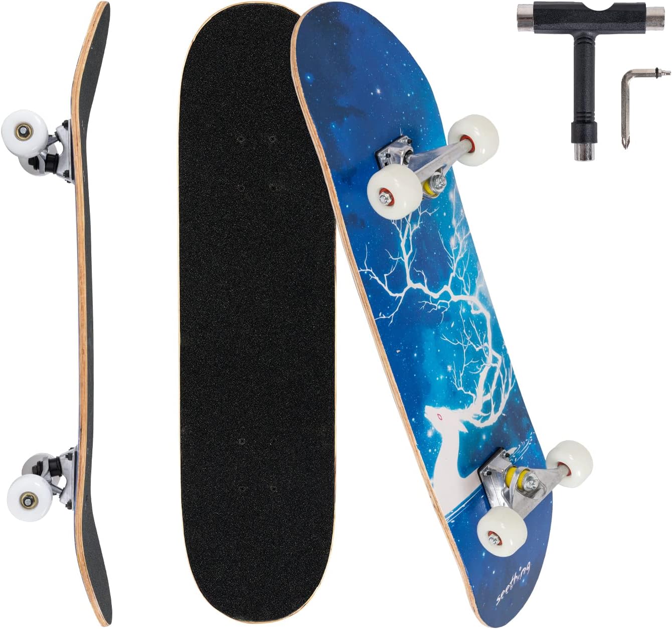 Jaoul Cruiser Skateboards for Beginners Complete Maple Skateboard 31 Inch for Girls Boys Youth Adults Kids Double Kick Standard Skateboard (Checkerboard, 31") : Sports & Outdoors