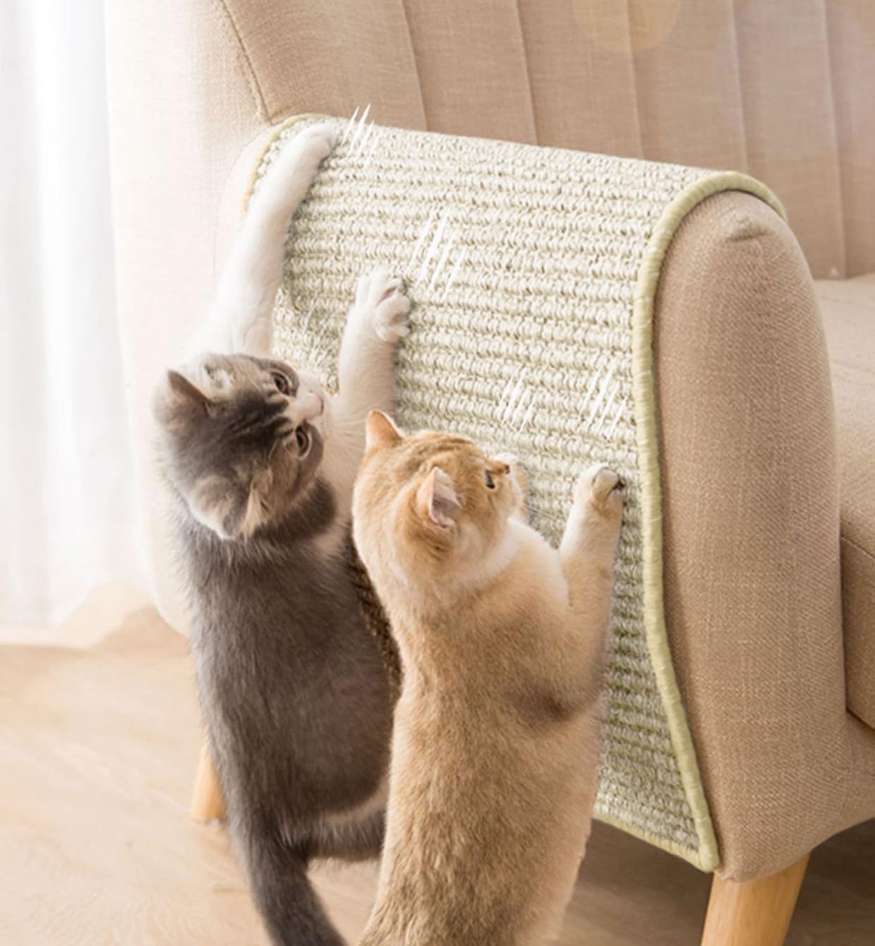 Cat Scratcher Mat Kitty Scratching Pad Sofa Protector Natural Sisal Cat Scratch Toy Couch Bed Floor Sofa Armrest Guard Easy Installation Scratching Post for Grinding Claws Protecting Furniture