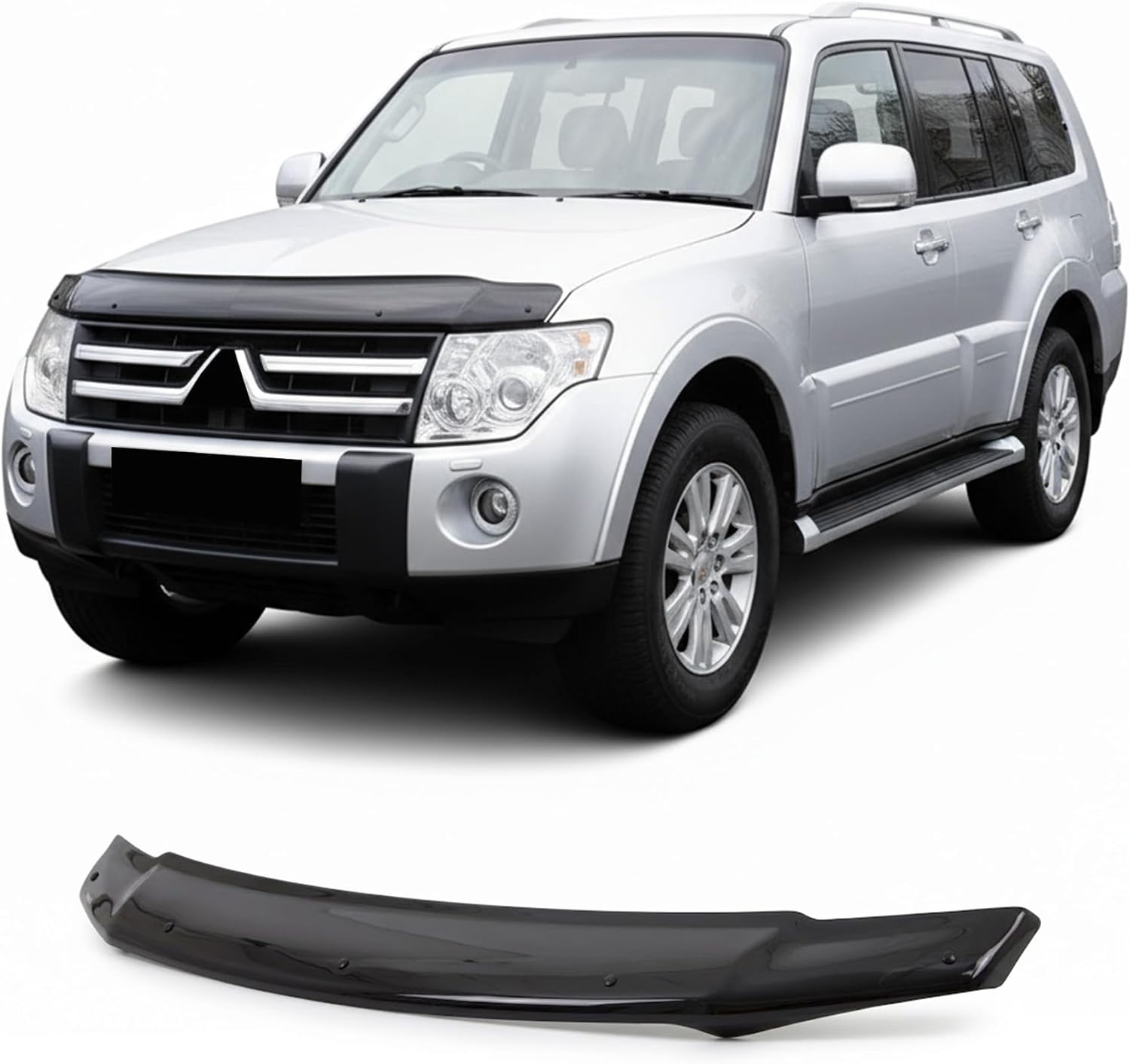 Hood Deflector Guard fits Mitsubishi Pajero 2007-2021, Bugflector Bug & Bonnet Shields, Black ABS Hood Protector, Protects from Particles & Bug, All Weather Durable Car Exterior Accessories