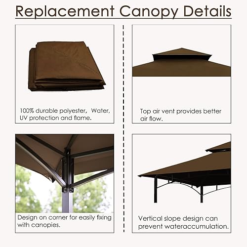 Miniatura 4 de Hugline - Toldo de repuesto para kiosco de parrilla  Hugline 5 x 8 para exteriores, cubierta de tienda de campaña de barbacoa de doble nivel, apta