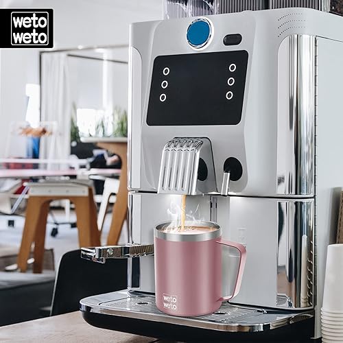 Miniatura 5 de WETOWETO Taza de café de 14 onzas, taza de campamento aislada al vacío con tapa, vaso de viaje de acero inoxidable de doble pared, termo de café al