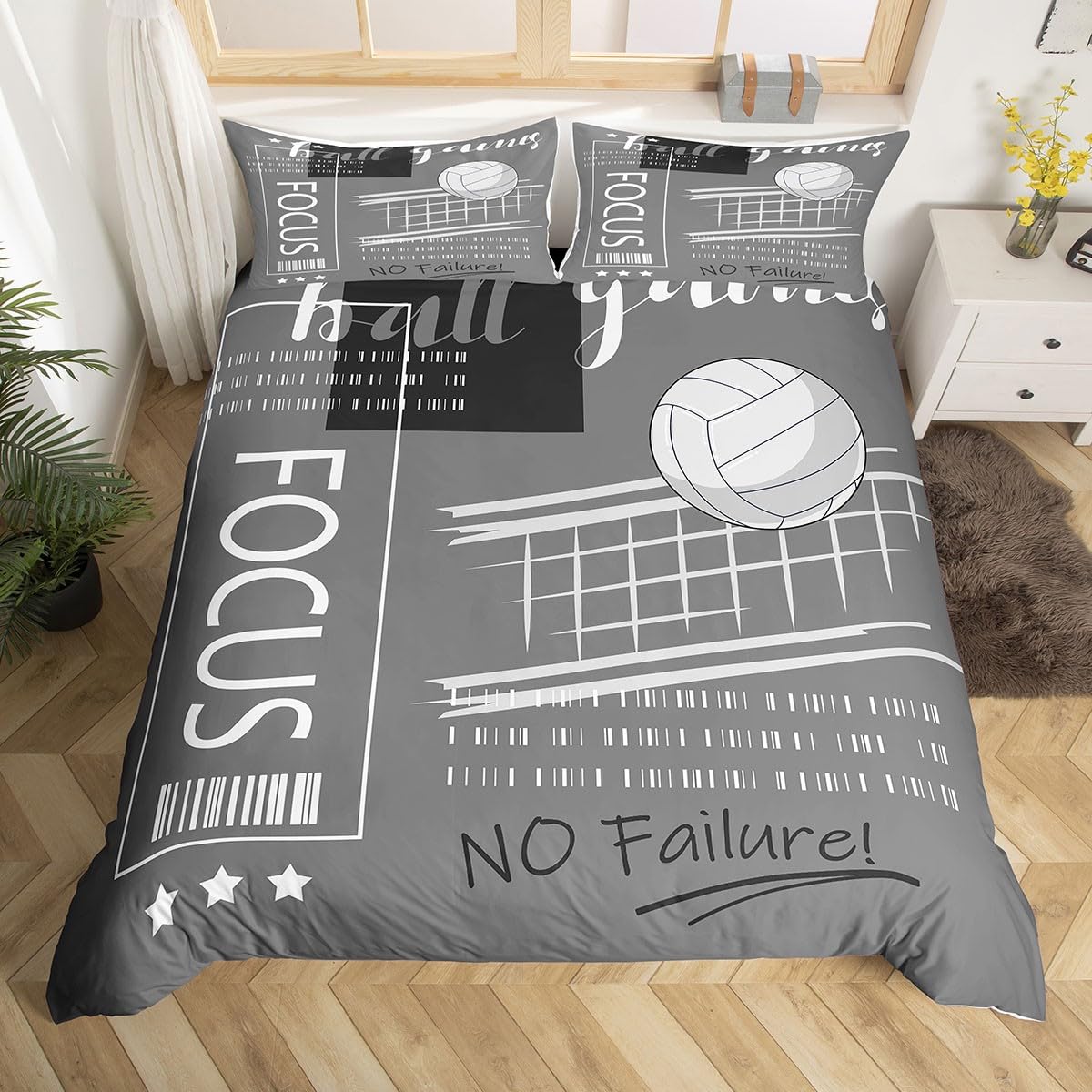 Housse de couette sport volleyball 155x220 crée un décor de chambre ado