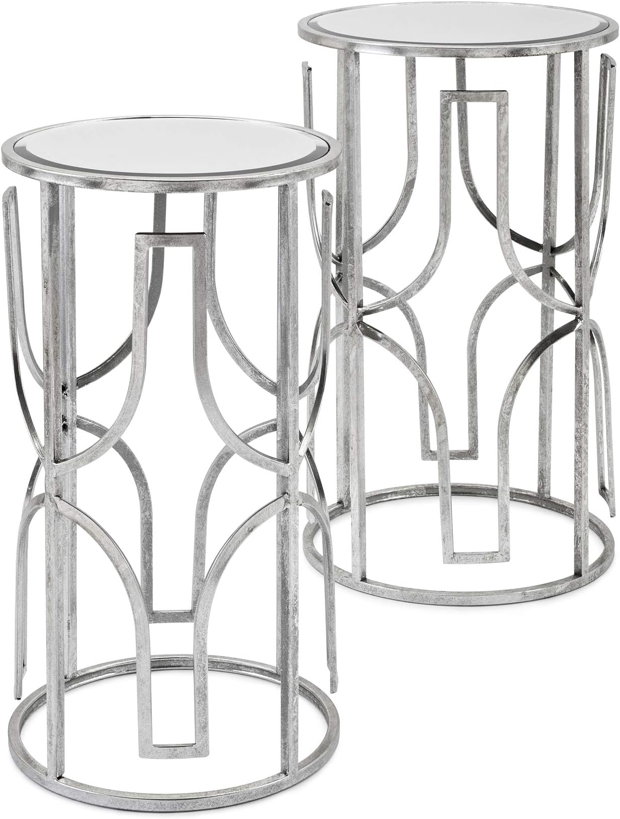 IMAX Florence Mirror Accent Tables - Set of 2 Silver