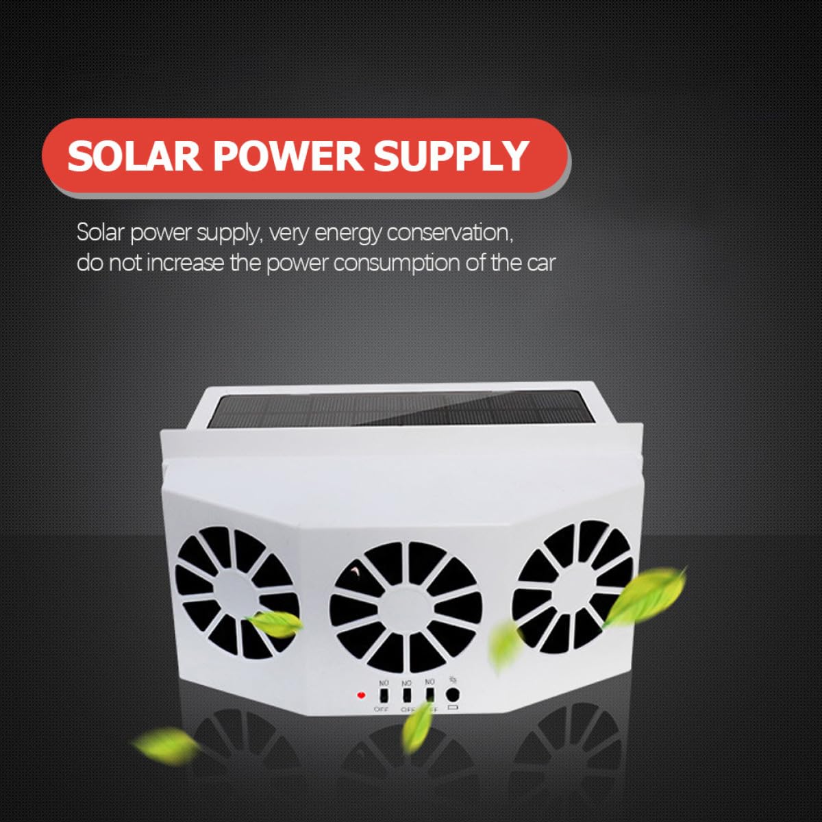 CLISPEED Ventilador de Ventilación Solar para Coche Alimentación Solar y Función de Enfriamiento Automático, Fabricado en Abs Batería Incluida para Control de Temperatura